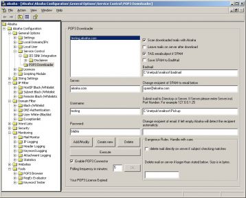 Aloaha POP3 Connector Settings
